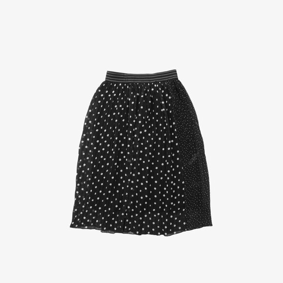 ZARA Black Polka Dot Pleated Midi Skirt - Picture 1 of 5